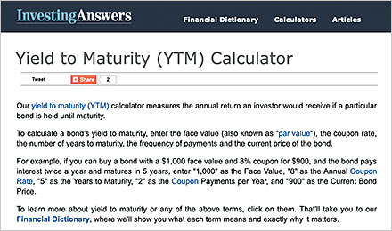 Book 4: Yield to Maturity Calculator