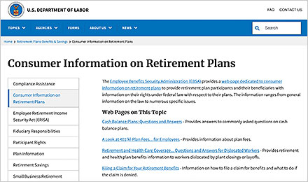 Chapter 5: U.S. Dept. of Labor - Retirement Plan Information
