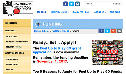 Apply for up to $4,000 for your school for Fuel Up To Play 60