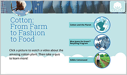Cotton: From Farm to Fashion to Food Whiteboard Activity