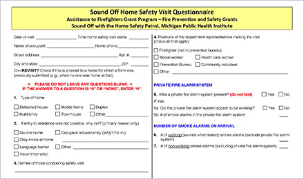 Home Safety Visit Questionnaire