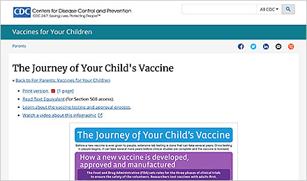 CDC’s Journey of Your Child’s Vaccine Infographic