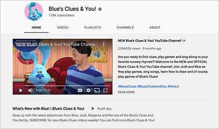 Watch Now on the Blue’s Clues & You! YouTube Channel