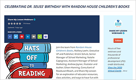 Watch the Dr. Seuss <em>Hats Off to Reading</em> Webinar. Sign Up is FREE!