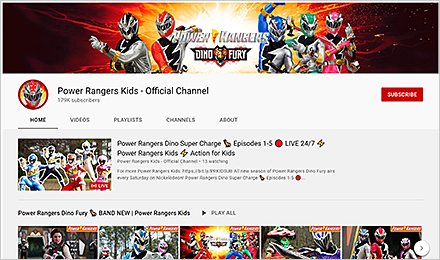 Check out Power Rangers Kids YouTube Channel