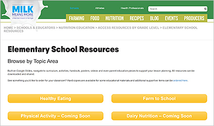 Additional Classroom Resources at Milk Means More
