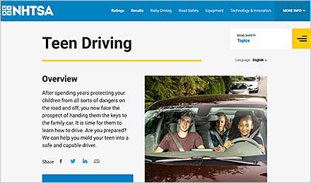 National Highway Traffic Safety Administration: Teen Driving