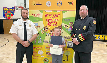 See 1st grader Ronan Blaisdell honored for<br> helping his family escape a home fire thanks to Sound Off