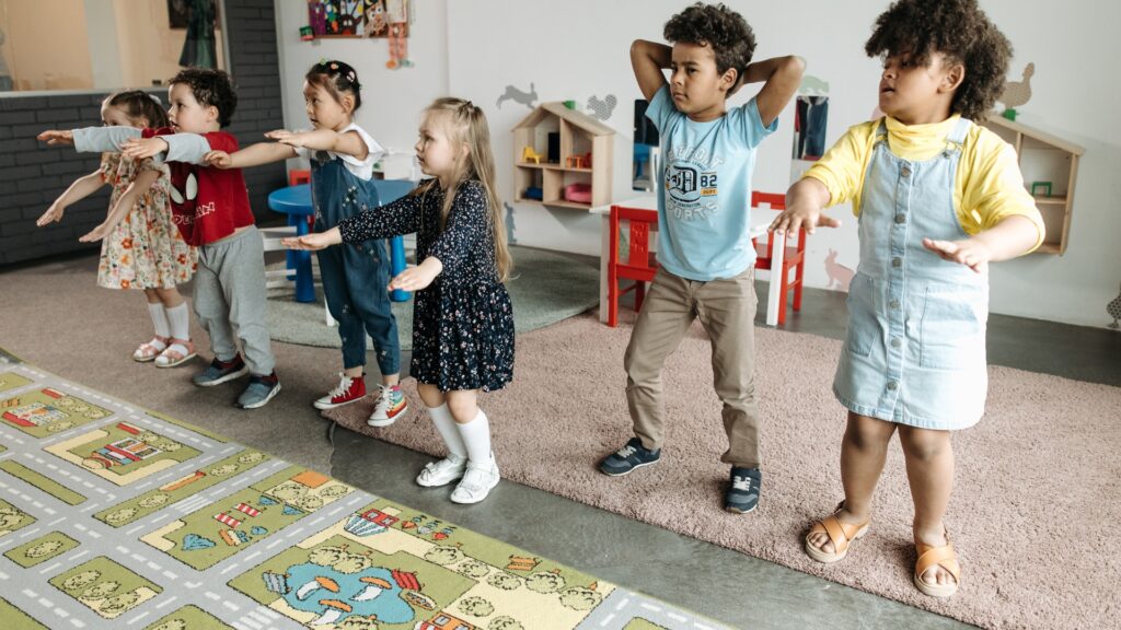 Kids participating in an educational exercise