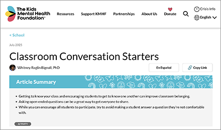 Classroom Conversation Starters