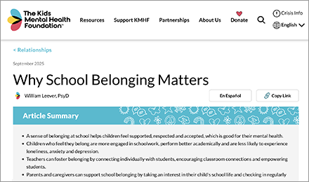 Why School Belonging Matters