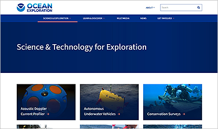 Visit NOAA’s Ocean Exploration Site on Science and Technology