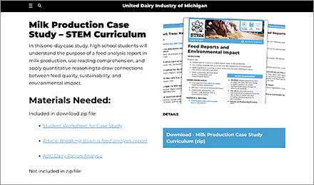 Download the Milk Production Case Study STEM Curriculum